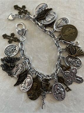 Charm Bracelet, Saints, Catholic Mixed Metals